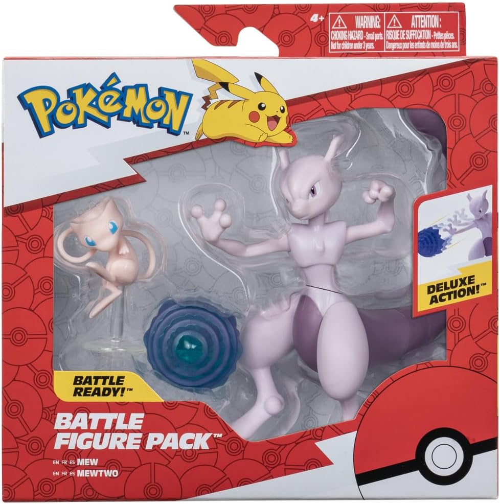 Mewtwo (Deluxe Action) y Mew | Jazwares Pack 2 Figuras de Batalla Pokémon