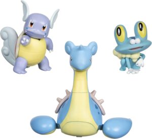 Lapras (Deluxe Action), Wartorle y Froakie | Jazwares Pack 3 Figuras de Batalla Pokémon