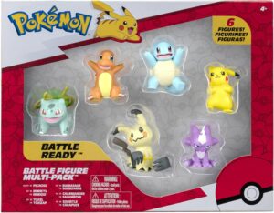 Toxel, Mimikyu, Bulbasaur, Charmander, Squirtle y Pikachu | Jazwares Pack 6 Figuras de Batalla Pokémon
