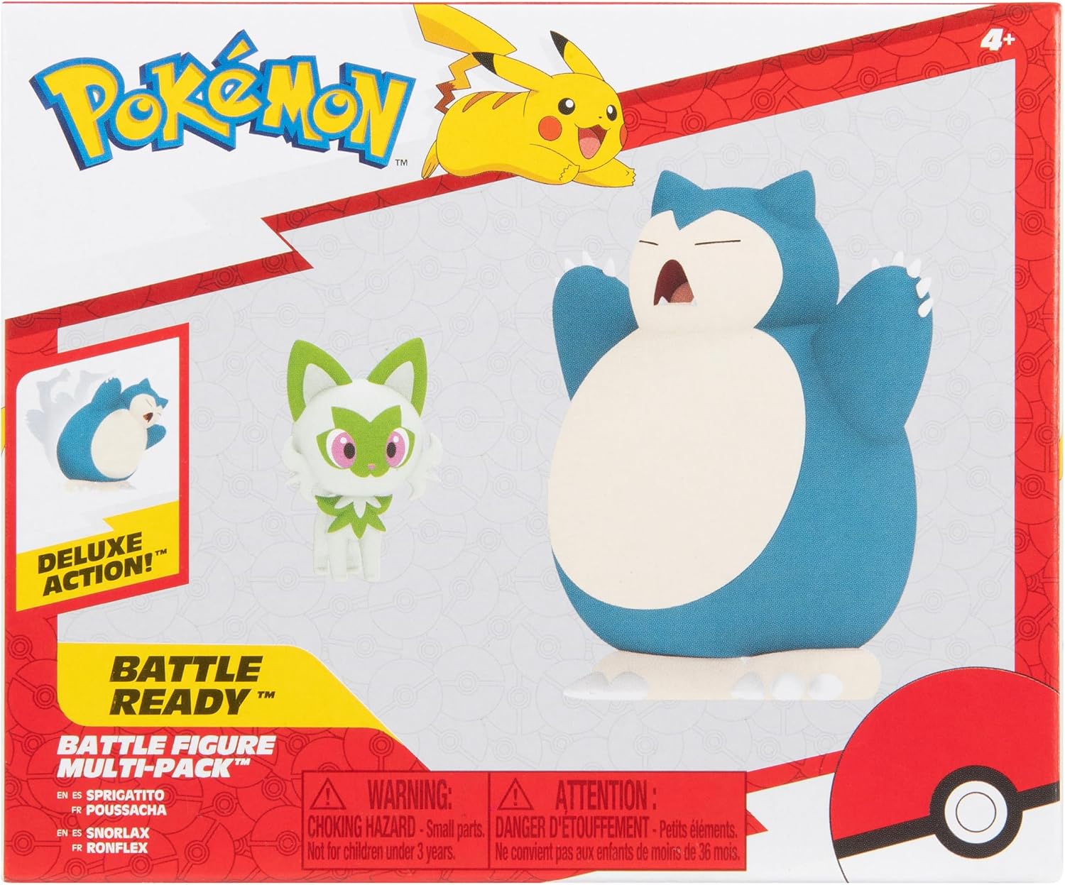 Snorlax (Deluxe Action) y Sprigatito | Jazwares Pack 2 Figuras de Batalla Pokémon