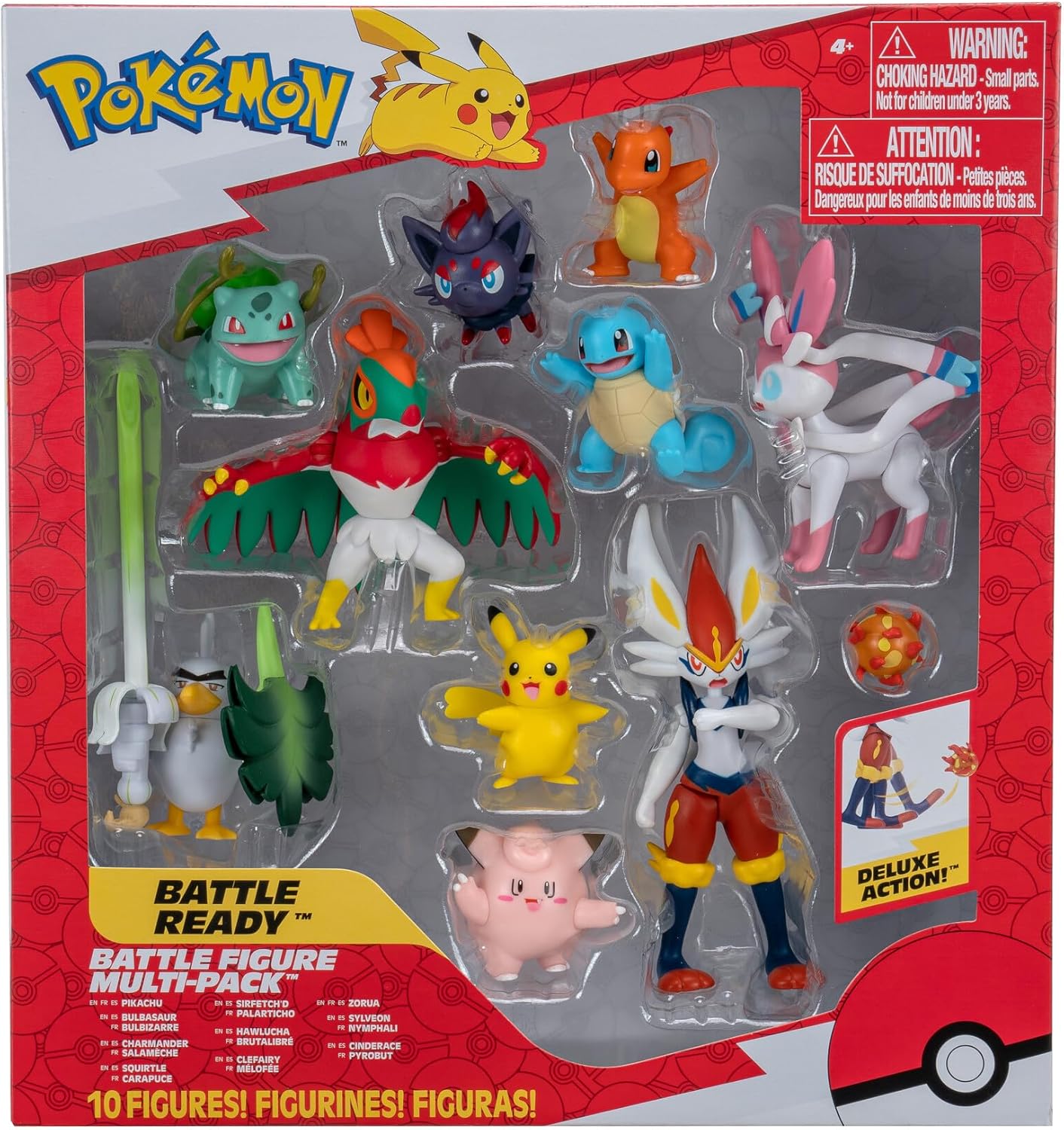 Cinderace (Deluxe Action) y más | Jazwares Pack 10 Figuras de Batalla Pokémon