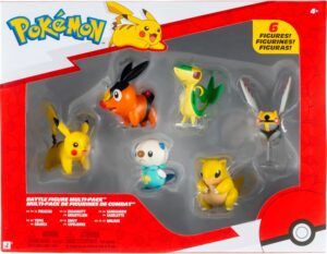 Ninjask, Sandshrew, Snivy, Tepig, Oshawott y Pikachu | Jazwares Pack 6 Figuras de Batalla Pokémon