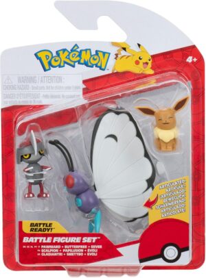 Butterfree, Pawniard y Eevee | Jazwares Pack 3 Figuras de Batalla Pokémon