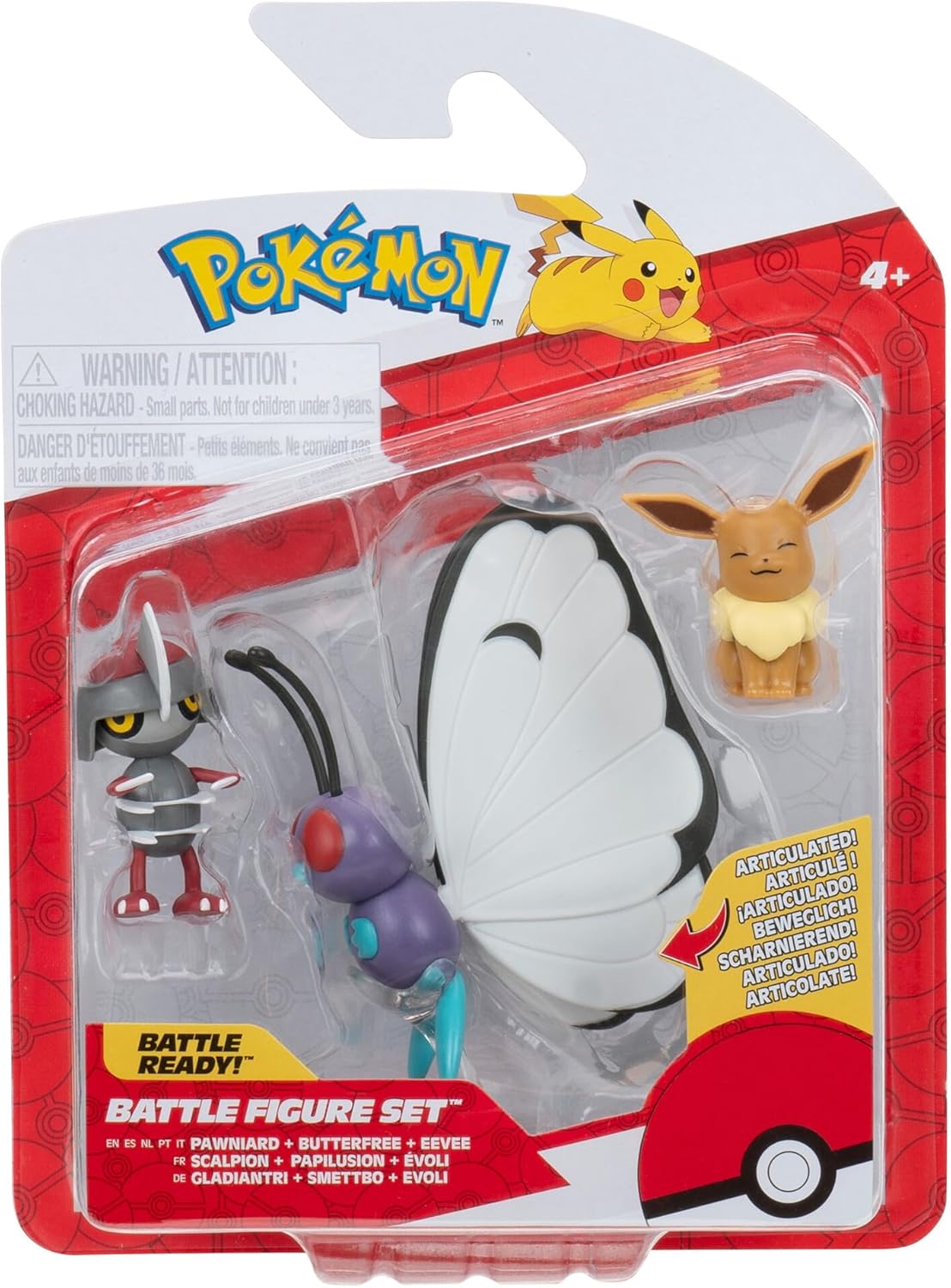 Butterfree, Pawniard y Eevee | Jazwares Pack 3 Figuras de Batalla Pokémon