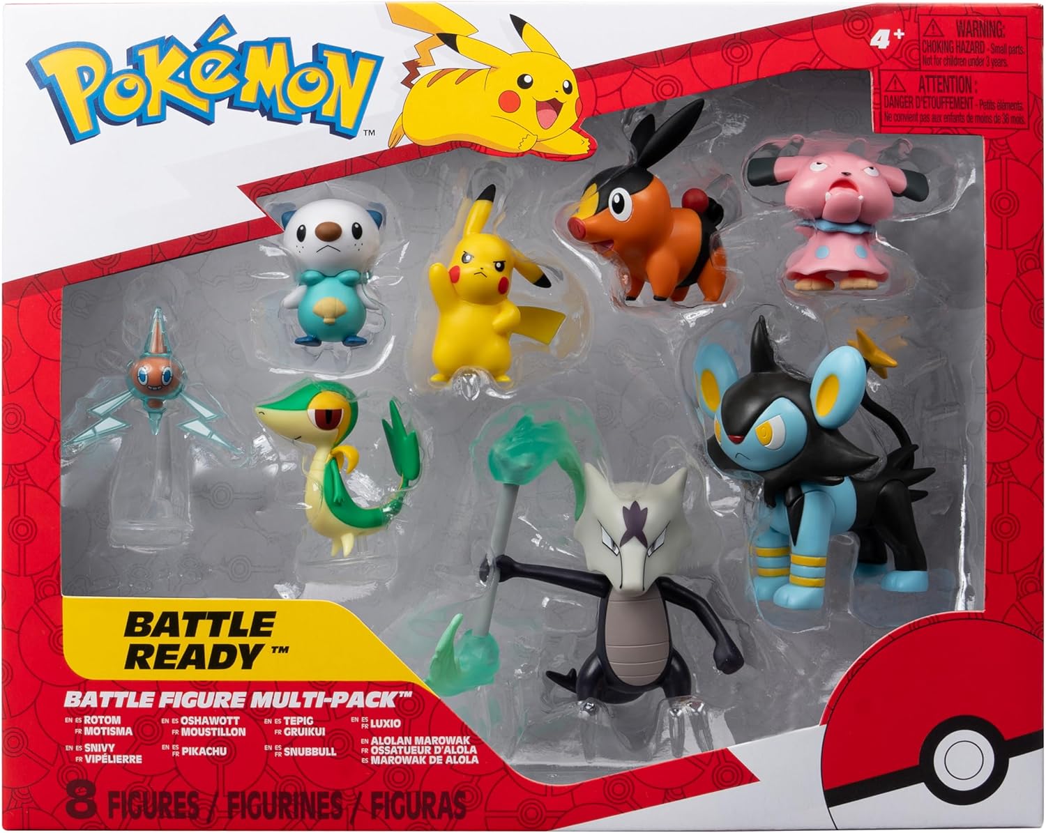 Luxio, Marowak Alola y más | Jazwares Pack 8 Figuras de Batalla Pokémon