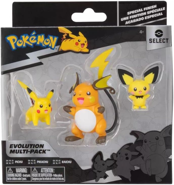 Raichu, Pikachu y Pichu | Jazwares Select Evoluciones Pokémon