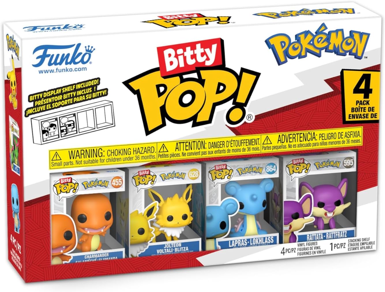 Funko Charmander, Jolteon, Lapras y Rattata | Bitty Pop! Pokémon