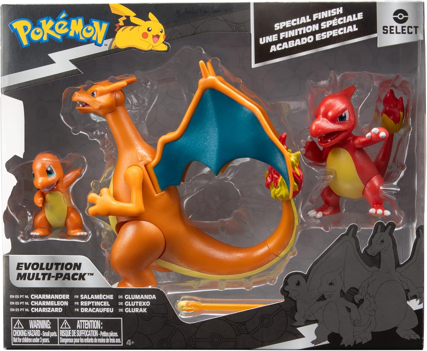 Charizard, Charmeleon y Charmander | Jazwares Select Evoluciones Pokémon