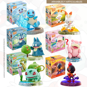 Pokemon Squirtle, Scorbunny, Munchlax, Slowpoke, Bulbasaur y Charcadet (model kit) - BLOKEES