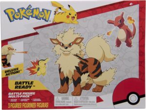 Arcanine (Deluxe Action), Charmeleon y Cyndaquil | Jazwares Pack 3 Figuras de Batalla Pokémon