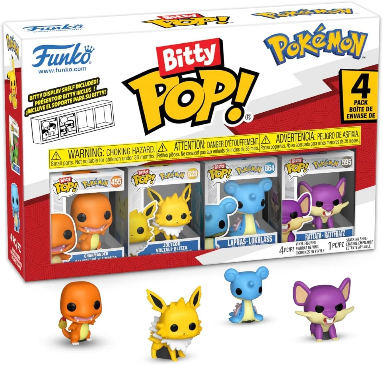 Funko Charmander, Jolteon, Lapras y Rattata | Bitty Pop! Pokémon - Image 3