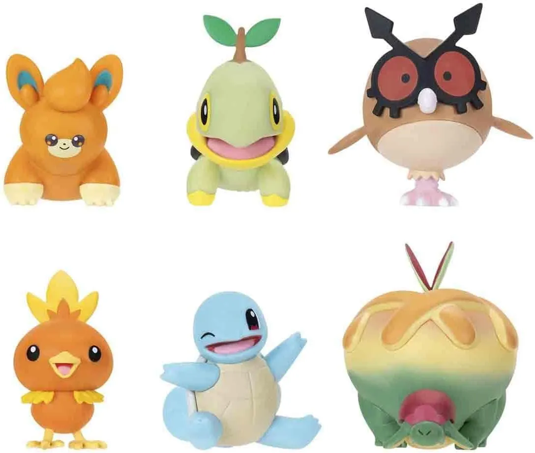 Pawmi, Turtwig, Hoothoot, Appltun, Squirtle y Torchic | Jazwares Pack 6 Figuras de Batalla Pokémon - Image 2