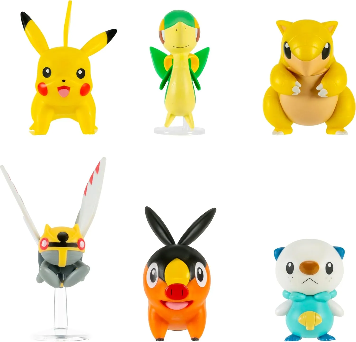Ninjask, Sandshrew, Snivy, Tepig, Oshawott y Pikachu | Jazwares Pack 6 Figuras de Batalla Pokémon - Image 2