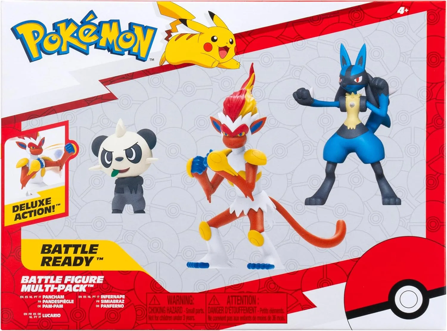 Infernape (Deluxe Action), Lucario y Pancham | Jazwares Pack 3 Figuras de Batalla Pokémon - Image 2