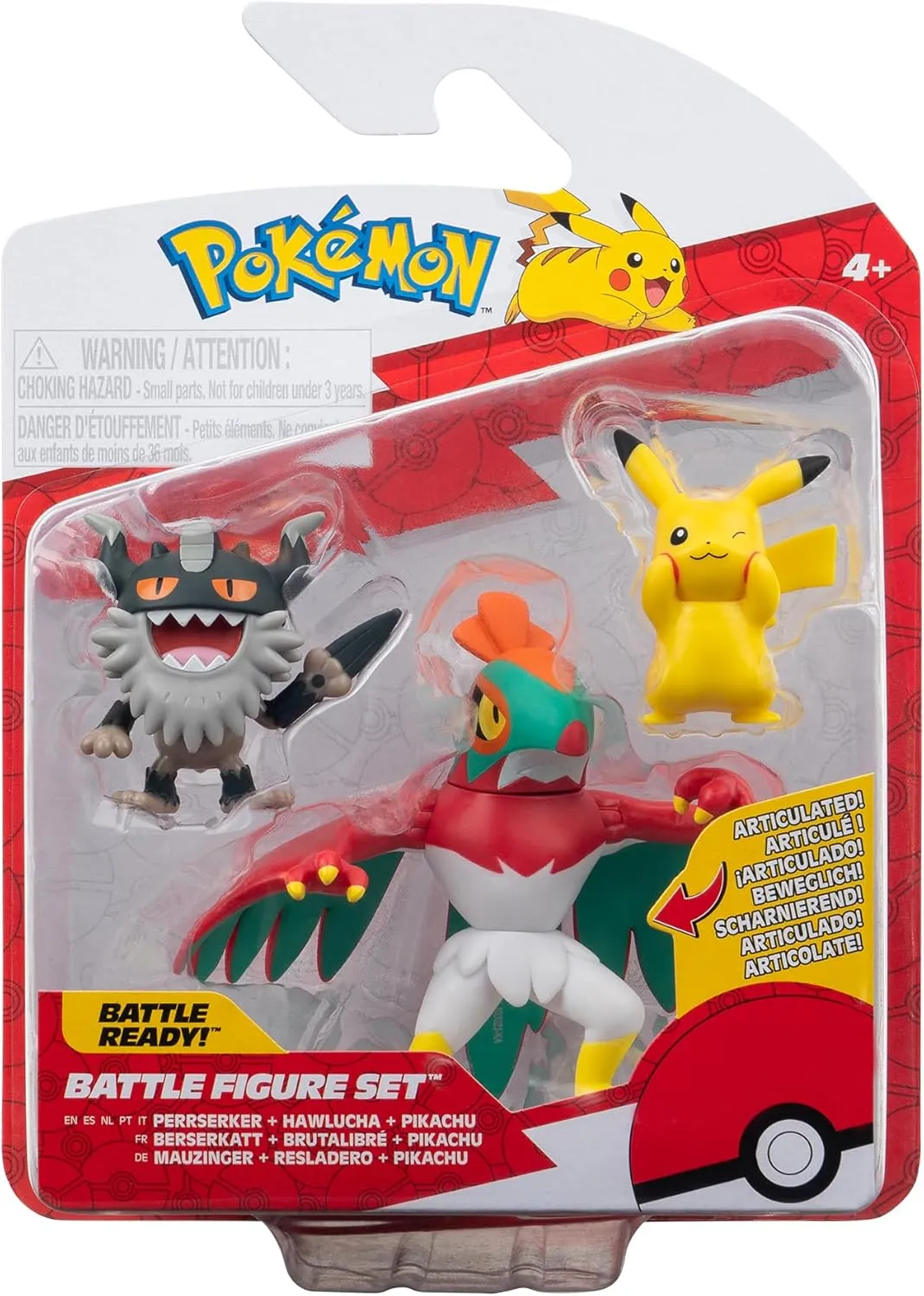 Hawlucha, Perrserker y Pikachu | Jazwares Pack 3 Figuras de Batalla Pokémon - Image 3